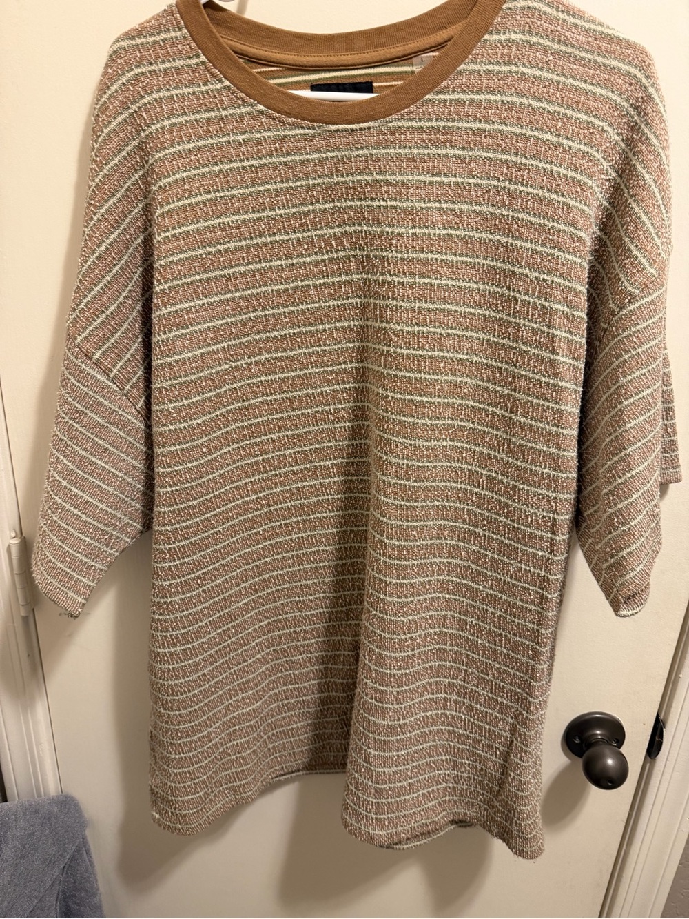 Pacsun Men’s Striped Crewneck Sweater in Tan and Cream